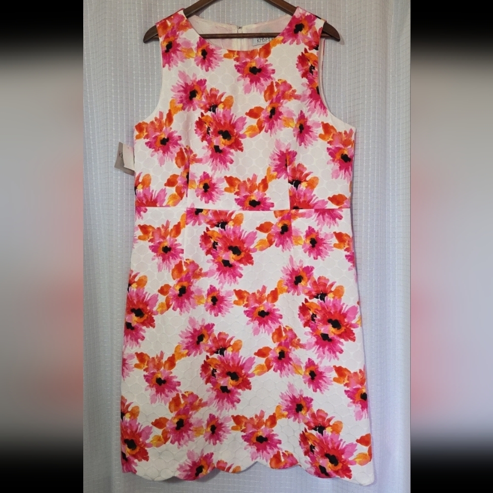 Kasper Dress Womens 18 Pink Convent Garden Printed Jacquard Sleeveless *NWT*